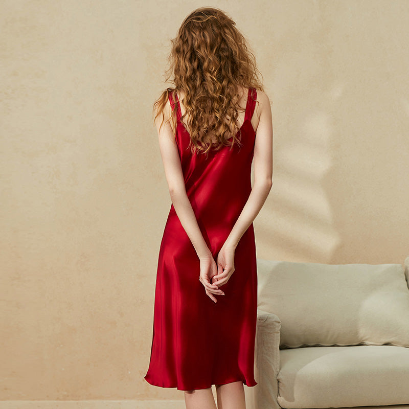 100% Mulberry Silk Button-Front Slip Dress