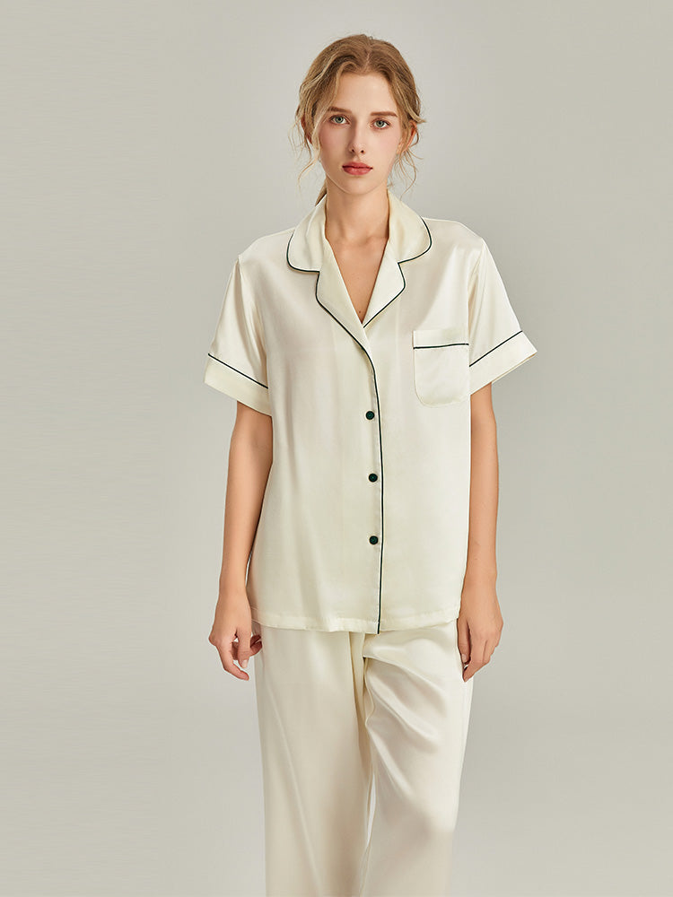 100% Mulberry Silk Short-Sleeve Pyjama Set