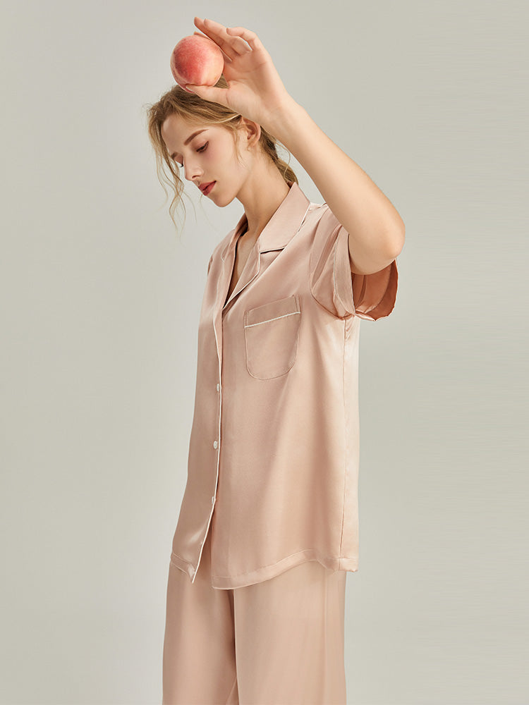 100% Mulberry Silk Short-Sleeve Pyjama Set