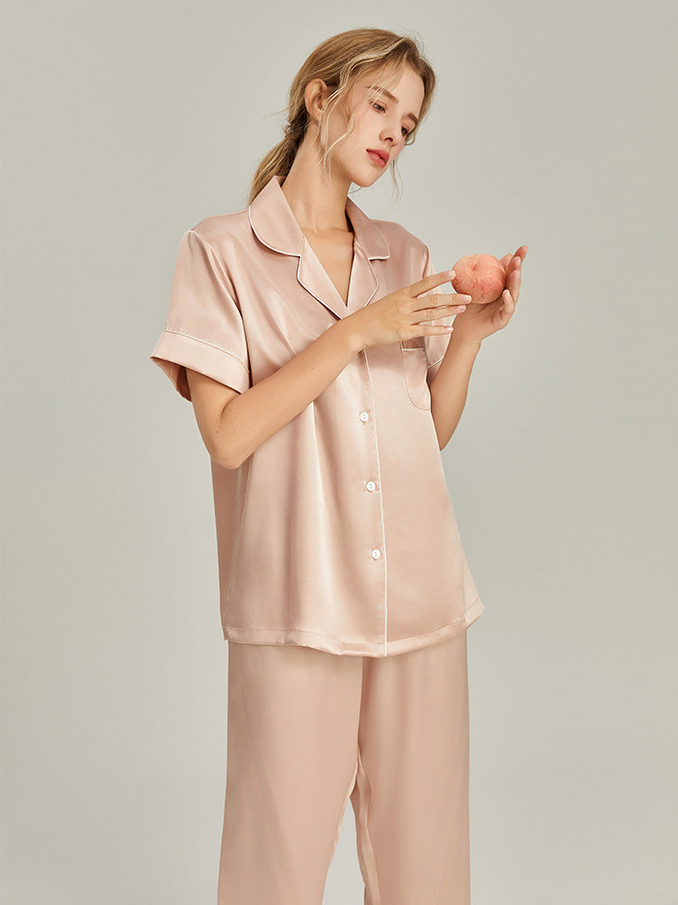 100% Mulberry Silk Short-Sleeve Pyjama Set