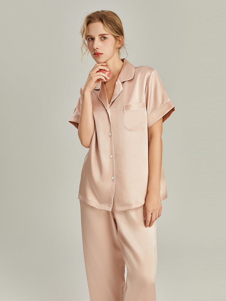 100% Mulberry Silk Short-Sleeve Pyjama Set