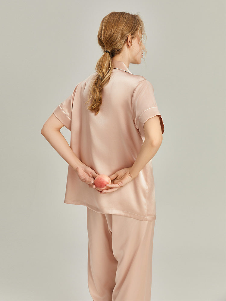 100% Mulberry Silk Short-Sleeve Pyjama Set