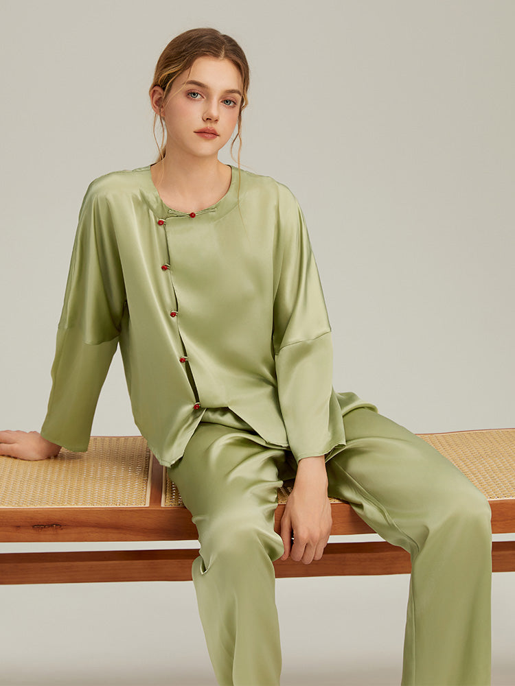 100% Mulberry Silk Cherry Long-Sleeve Pyjama Set