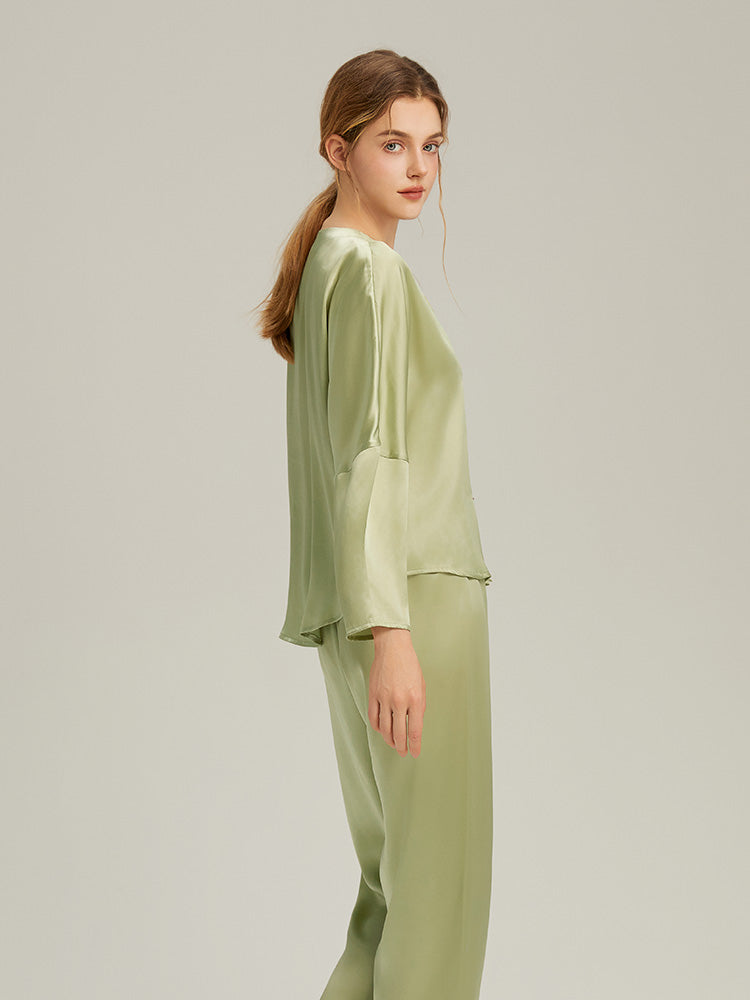 100% Mulberry Silk Cherry Long-Sleeve Pyjama Set