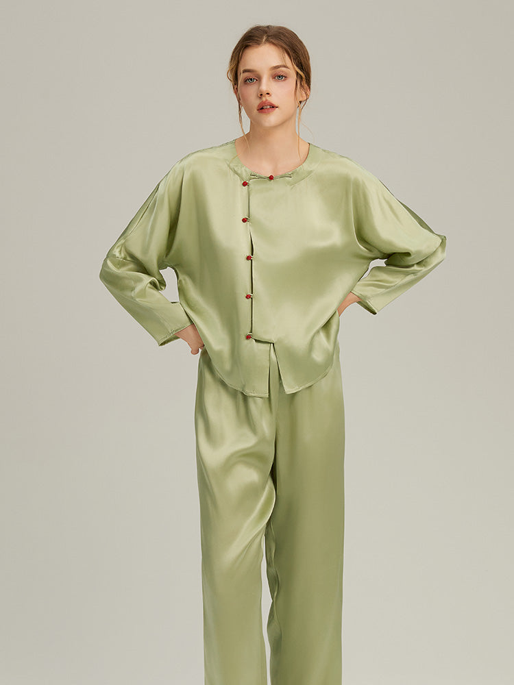 100% Mulberry Silk Cherry Long-Sleeve Pyjama Set