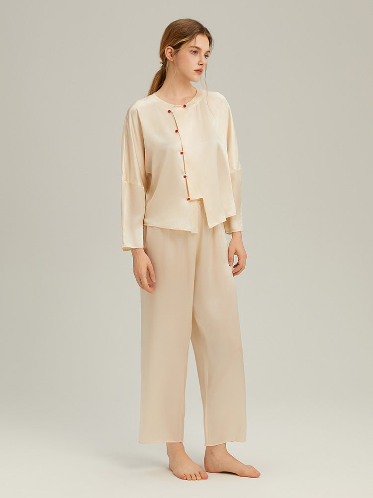 100% Mulberry Silk Cherry Long-Sleeve Pyjama Set