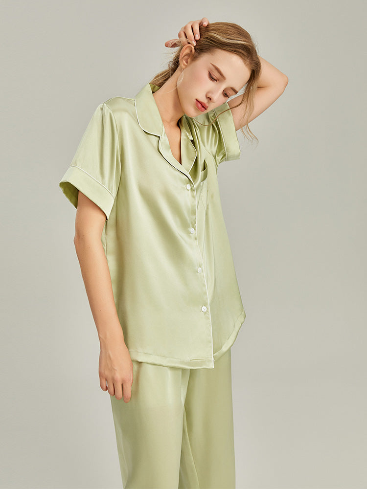 100% Mulberry Silk Short-Sleeve Pyjama Set