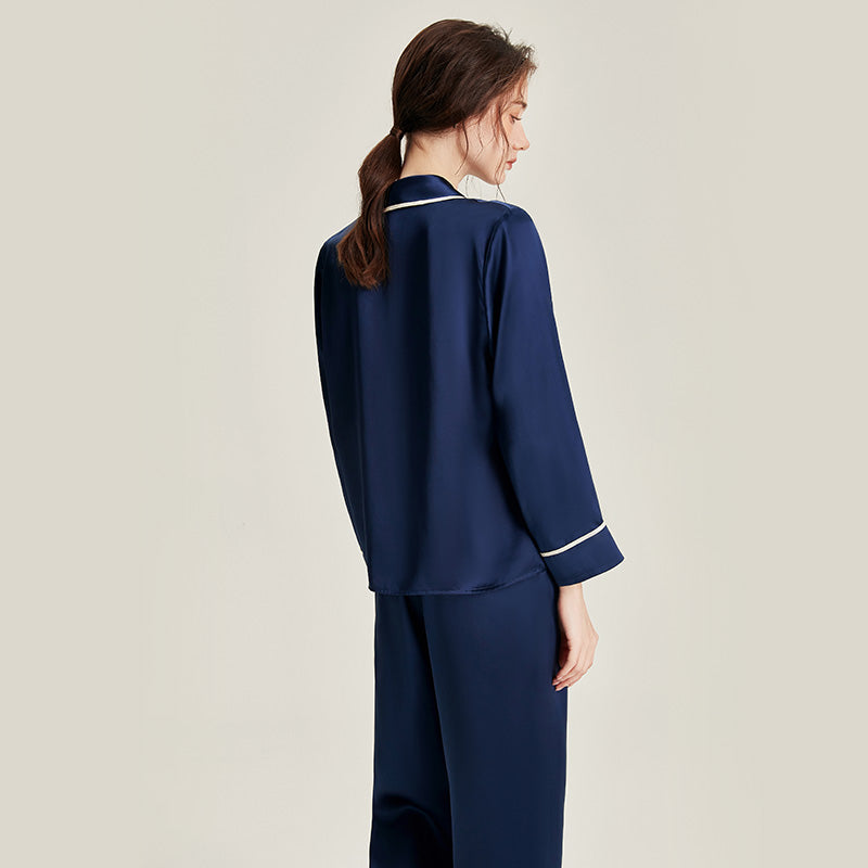 100% Mulberry Silk Piped Pyjama Set