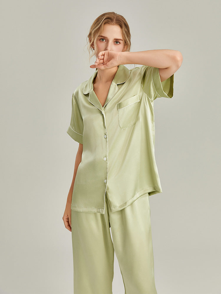 100% Mulberry Silk Short-Sleeve Pyjama Set