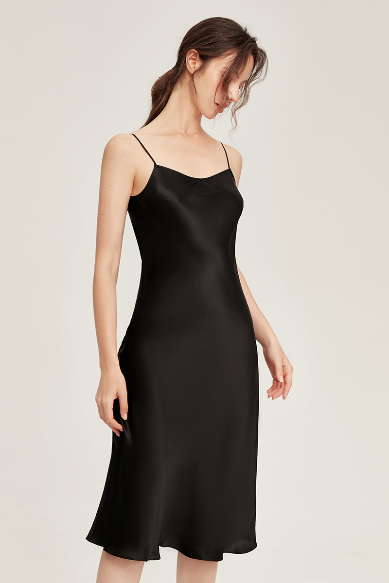 100% Mulberry Silk Mid-Long Slip Dress