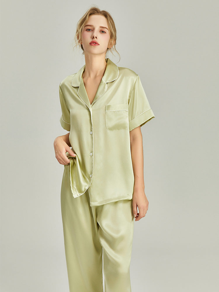 100% Mulberry Silk Short-Sleeve Pyjama Set