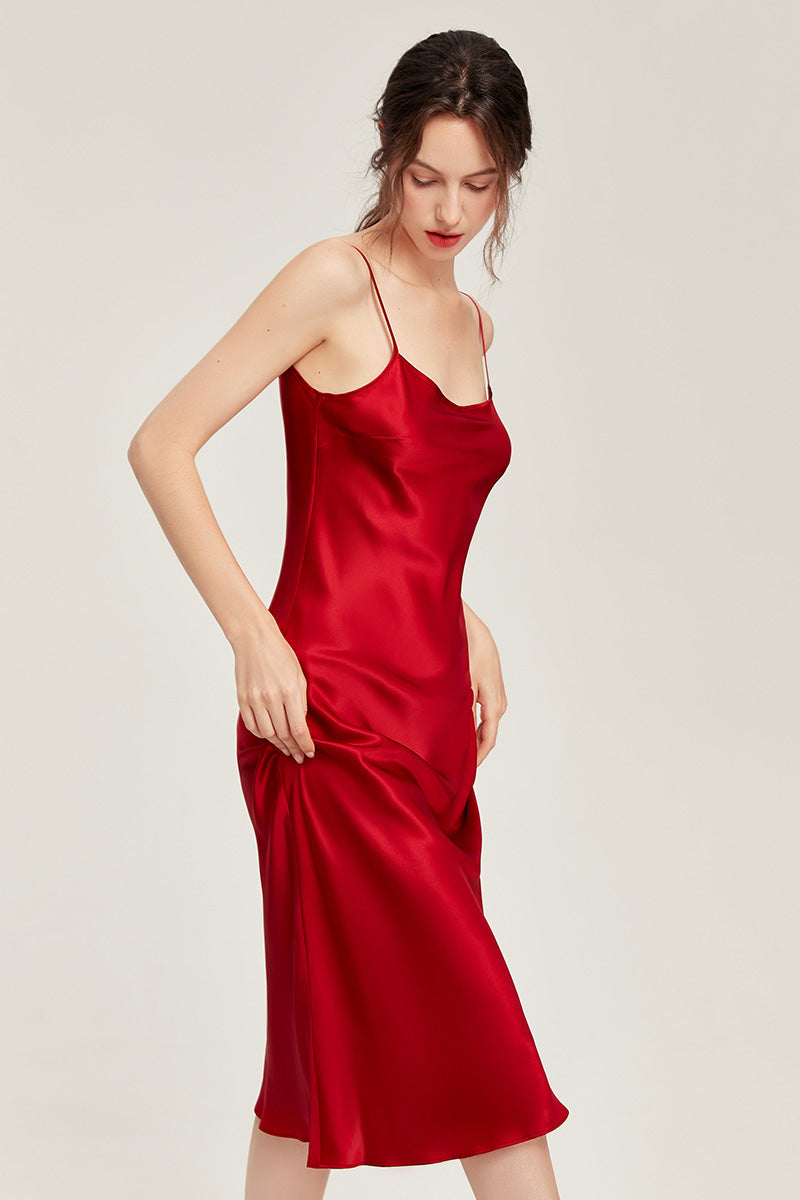 100% Mulberry Silk Mid-Long Slip Dress
