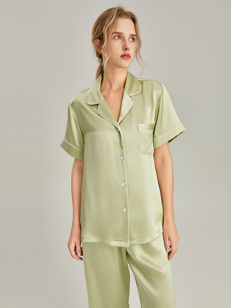 100% Mulberry Silk Short-Sleeve Pyjama Set