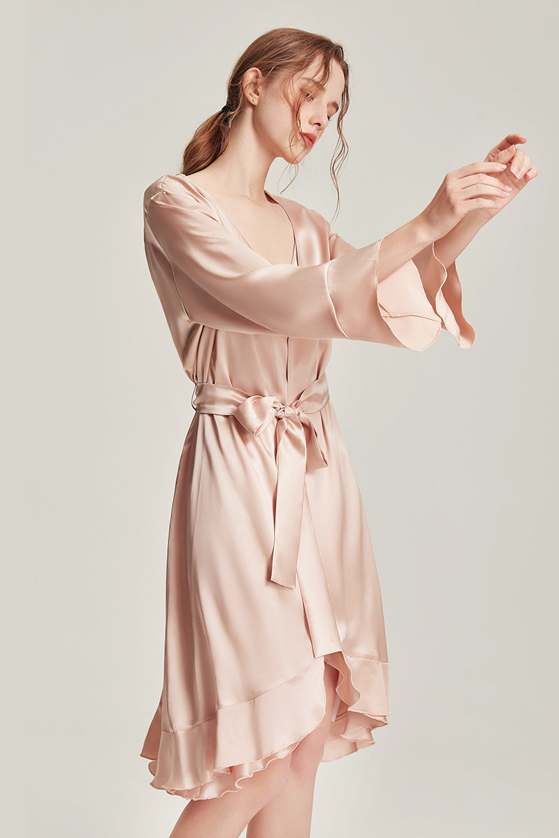 100% Mulberry Silk Ruffle Hem Pyjama Set
