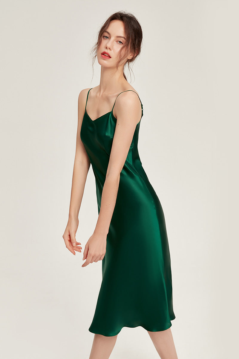 100% Mulberry Silk Mid-Long Slip Dress