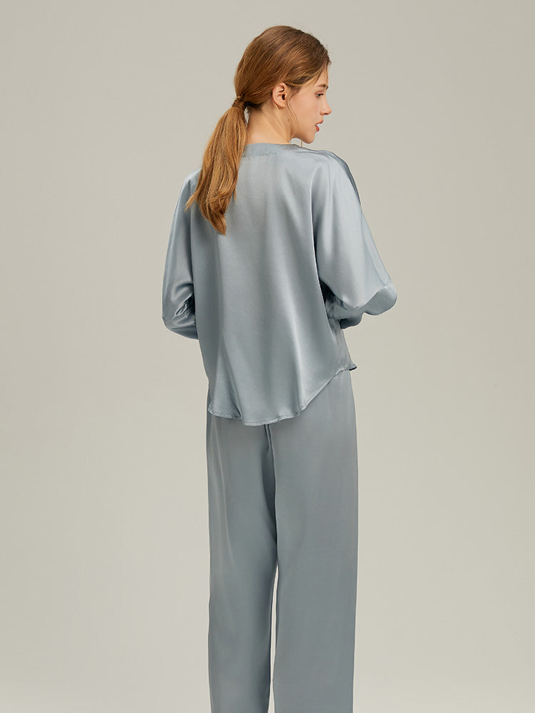 100% Mulberry Silk Cherry Long-Sleeve Pyjama Set