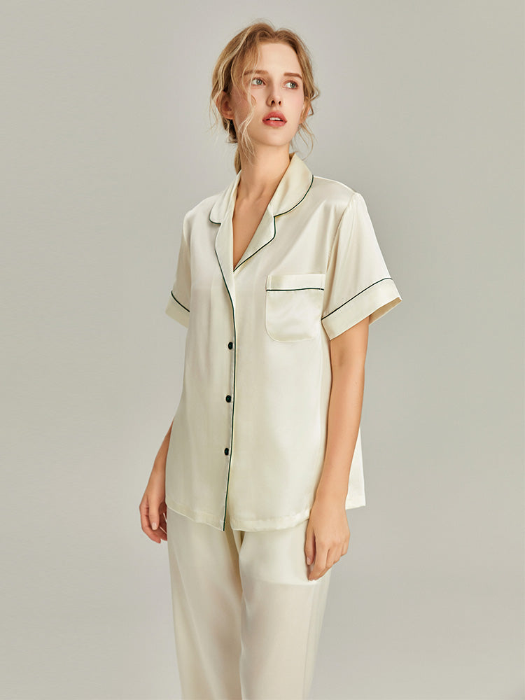 100% Mulberry Silk Short-Sleeve Pyjama Set