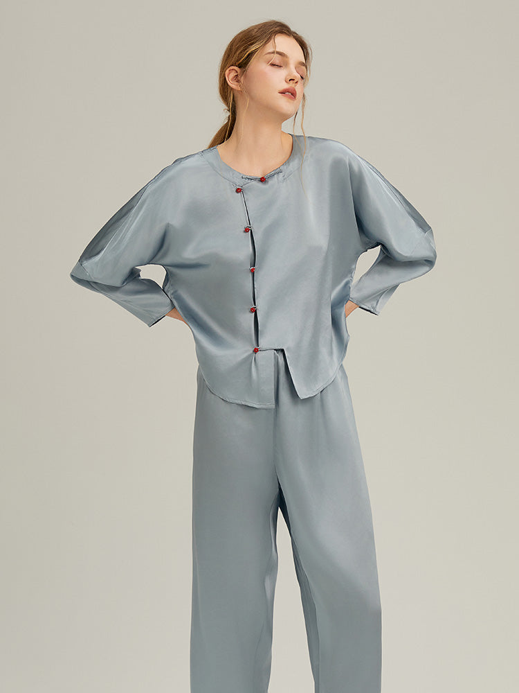 100% Mulberry Silk Cherry Long-Sleeve Pyjama Set