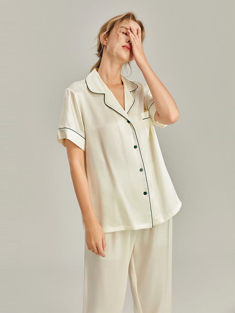 100% Mulberry Silk Short-Sleeve Pyjama Set