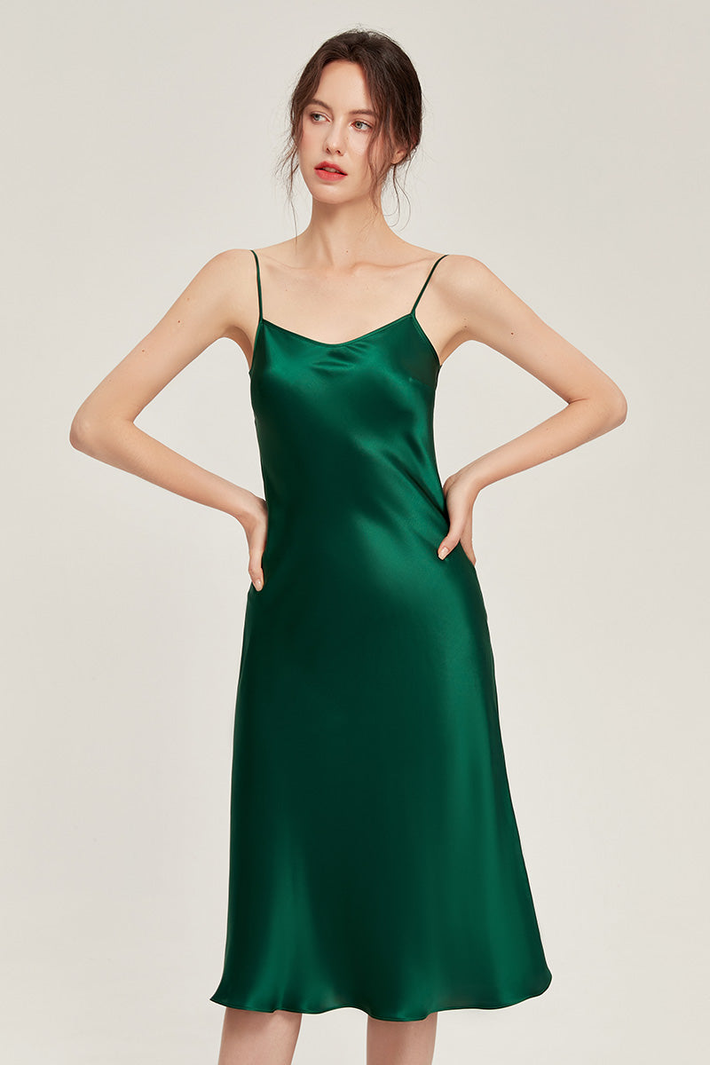 100% Mulberry Silk Mid-Long Slip Dress