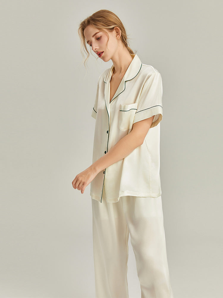 100% Mulberry Silk Short-Sleeve Pyjama Set