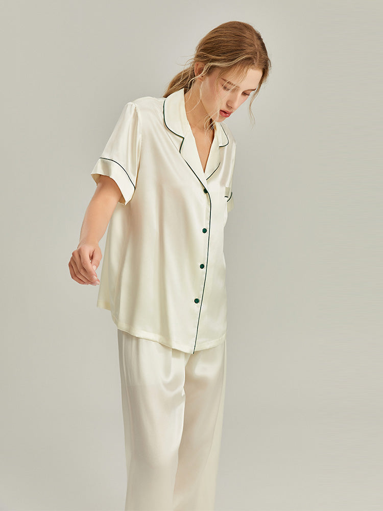 100% Mulberry Silk Short-Sleeve Pyjama Set