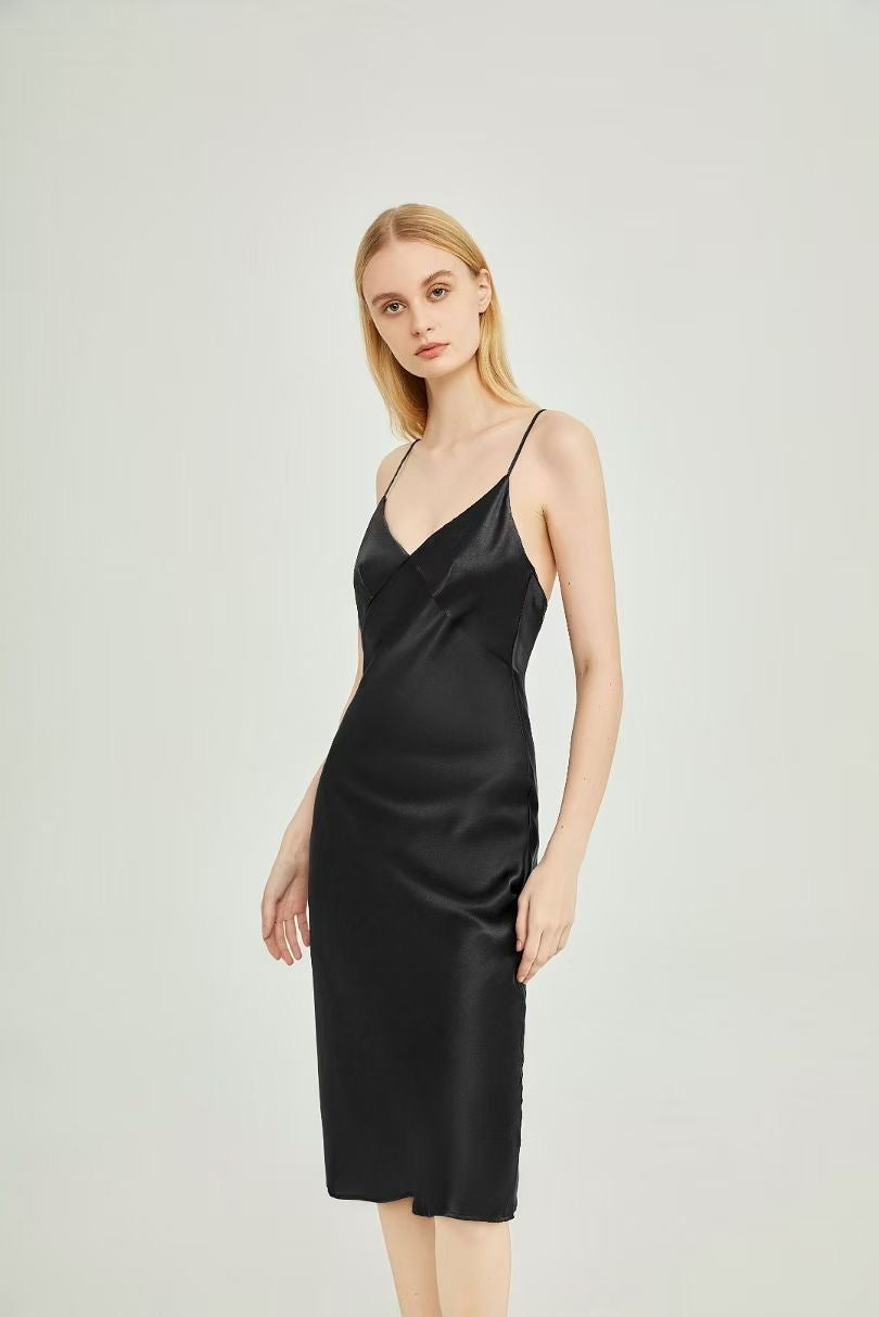 Petal Slip Dress – 100% Mulberry Silk Midi Dress