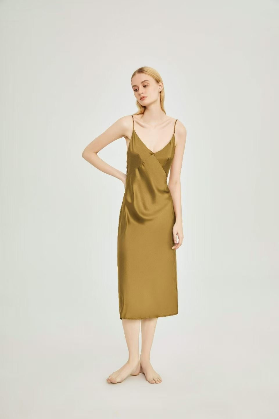 Petal Slip Dress – 100% Mulberry Silk Midi Dress
