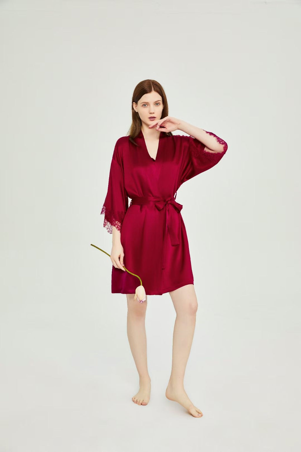 Scarlet Dusk – 100% Mulberry Silk Cowl Neck Slip Dress