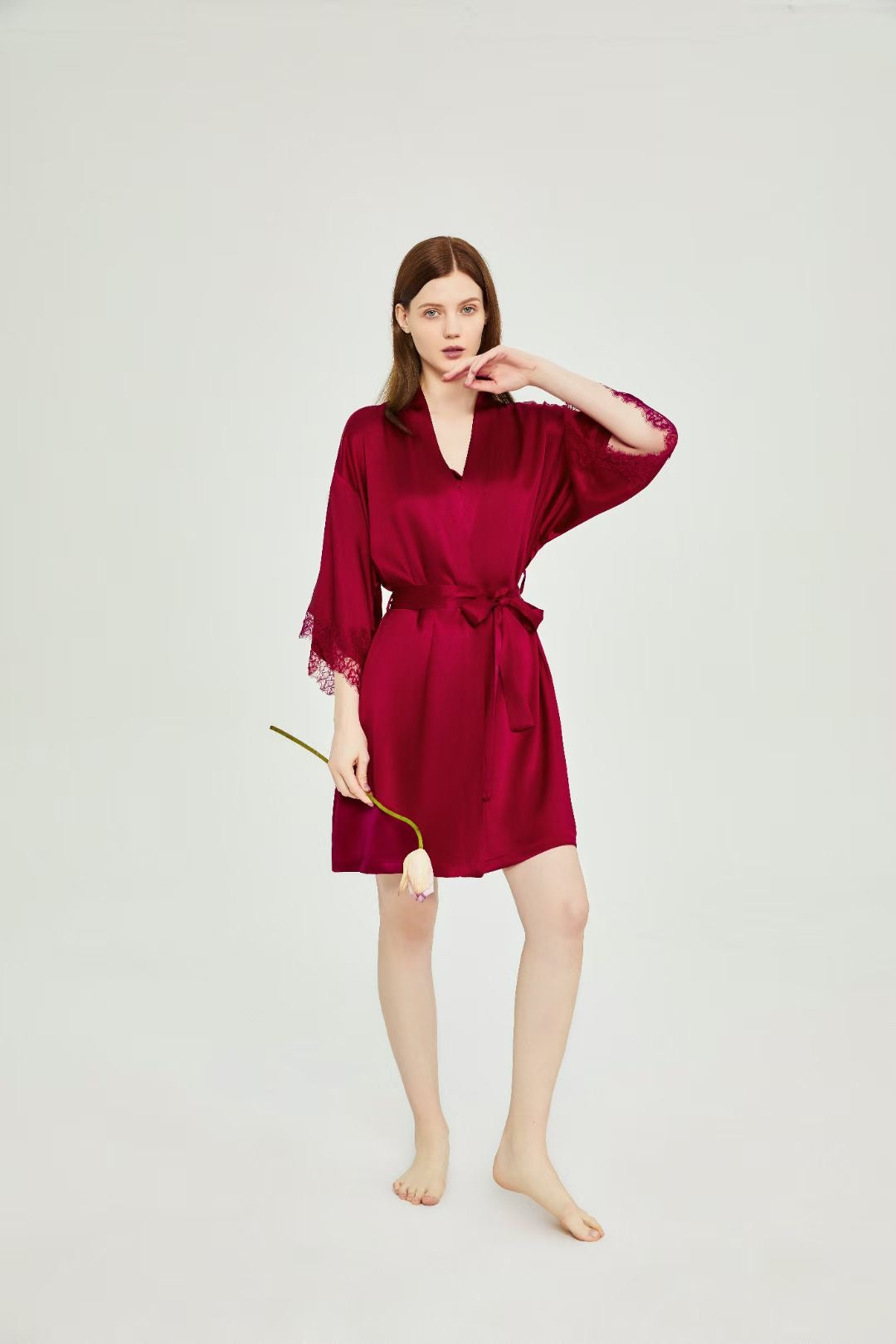 Scarlet Dusk – 100% Mulberry Silk Cowl Neck Slip Dress