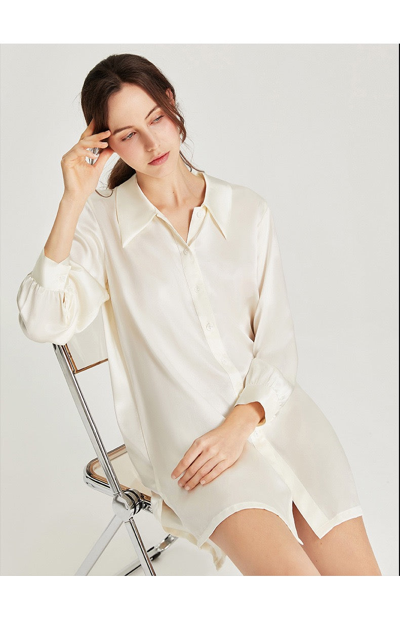 100% Mulberry Silk Colourblock Nightshirt