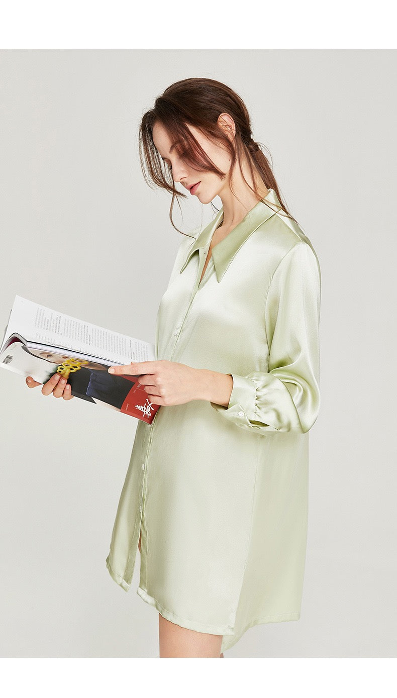 100% Mulberry Silk Colourblock Nightshirt